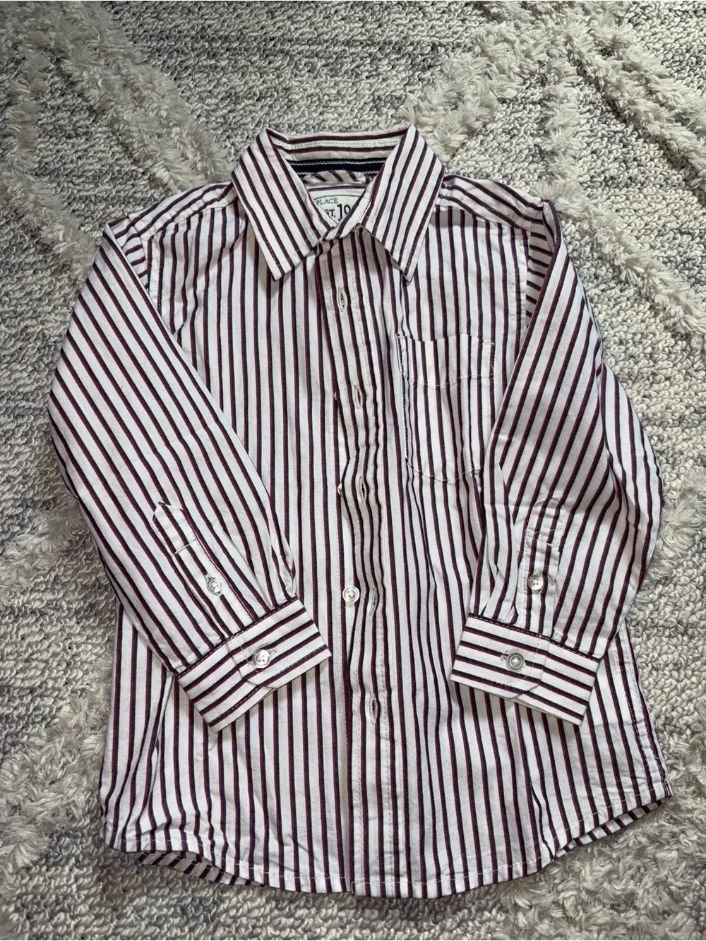 The Children's Place White Button-Front Shirt + Burgundy-Striped Button Down